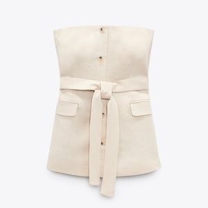 Zara strapless linen blend top